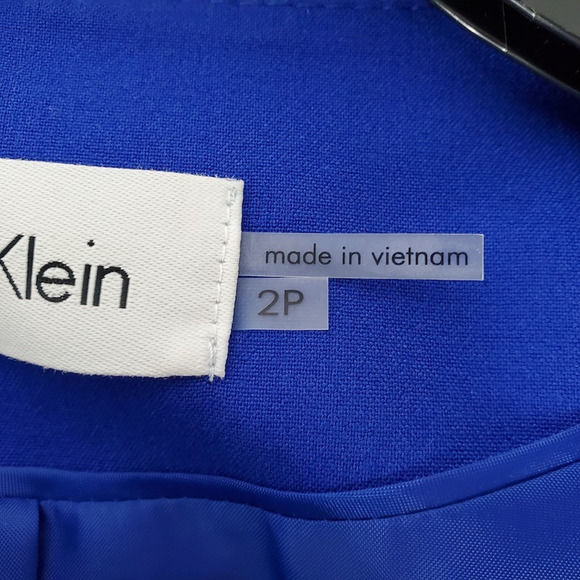 Calvin Klein Womens Open Front Jacket Royal Blue Lined Zippers Petites 2P - Picture 11 of 11